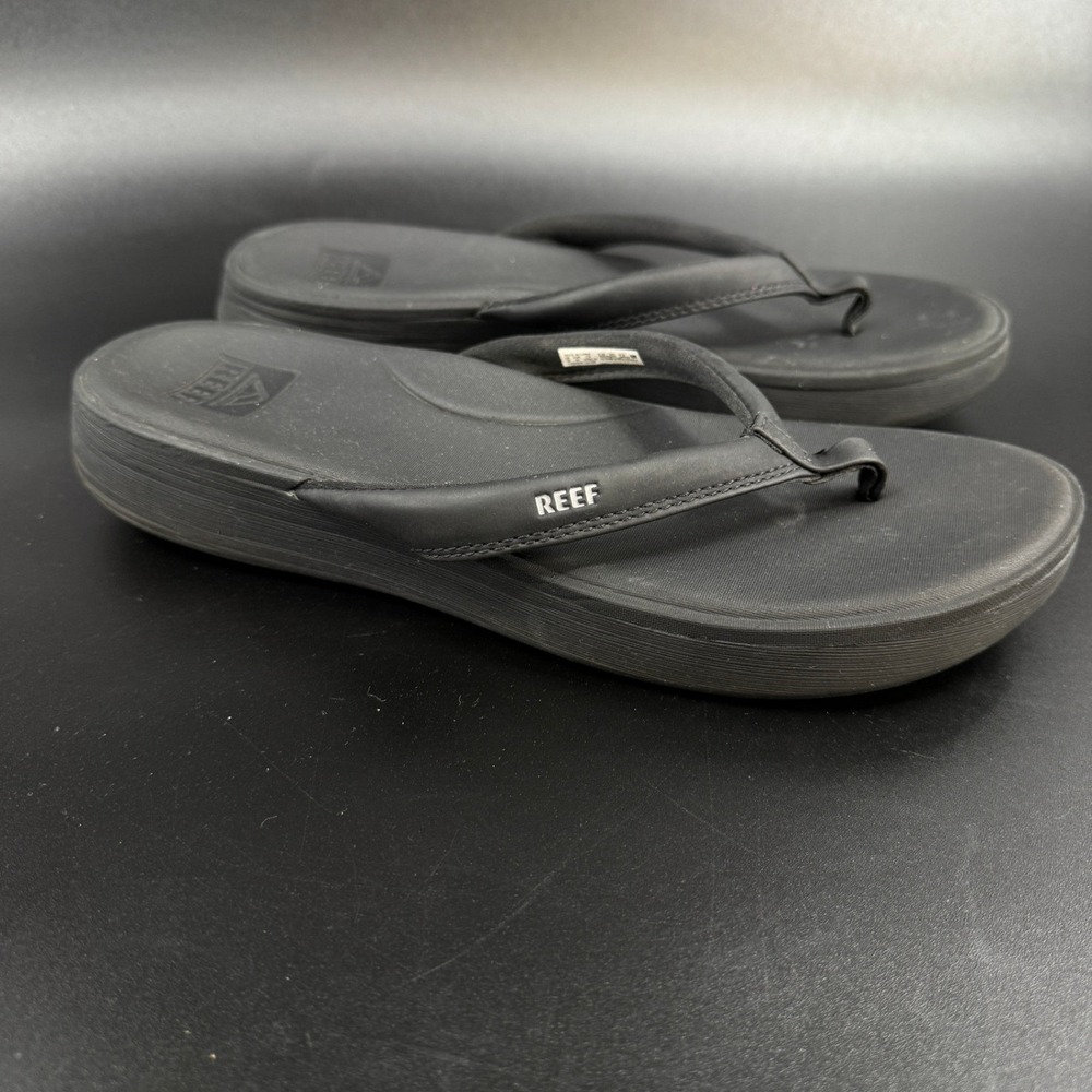 Reef Womens Cushion Cloud Flip Flops Sandals Size 10 Black Thong Platform - Picture 6 of 7